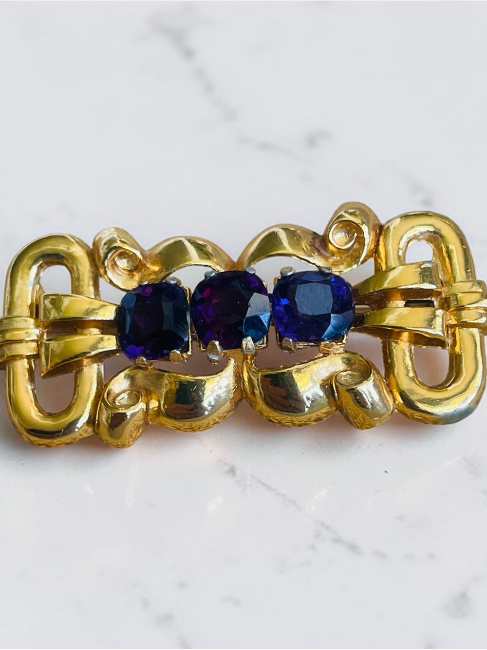 Stunning 1940’s Coro Brooch with Purple Stones